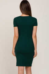 Forest Green Ribbed Maternity Dress