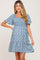 Blue Floral Print Smocked Maternity Dress