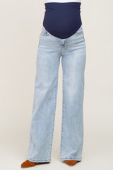 Light Blue Wide Leg Maternity Jeans