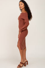 Rust Off Shoulder Sweater Dress