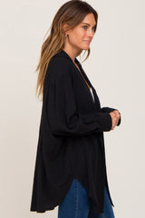 Black Lightweight Sheer Button Down Blouse