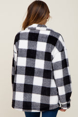 Black Plaid Fuzzy Shirt Jacket