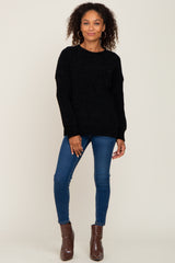 Black Soft Chenille Knit Sweater