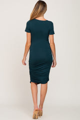 Forest Green Tie Waist Maternity Dress