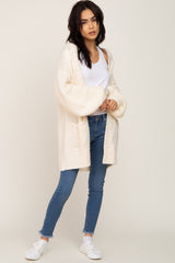 Cream Cable Knit Front Pocket Cardigan