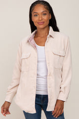 Cream Reversible Maternity Shirt Jacket