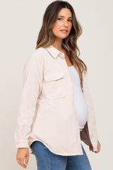 Cream Reversible Maternity Shirt Jacket