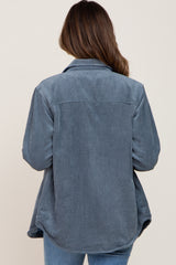 Navy Blue Reversible Maternity Shirt Jacket