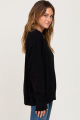 Black Ribbed Trim Sweater