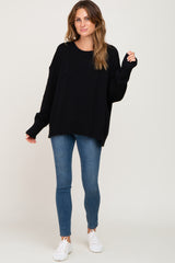 Black Ribbed Trim Sweater