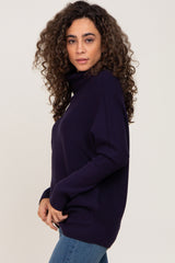 Navy Funnel Neck Dolman Sleeve Sweater