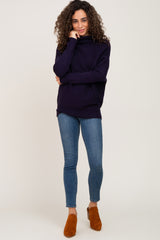 Navy Funnel Neck Dolman Sleeve Sweater