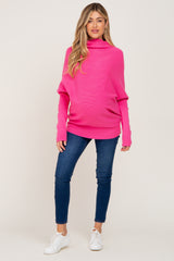 Pink Funnel Neck Dolman Sleeve Maternity Sweater