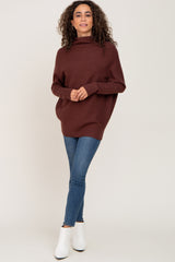 Brown Funnel Neck Dolman Sleeve Sweater