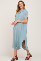 Mint Green Button Down Hi Low Maxi Dress