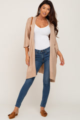 Taupe Knit Open Front Cardigan