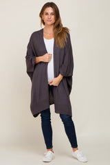 Charcoal Knit Open Front Cardigan