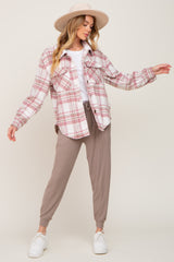 Mauve Plaid Front Pocket Shacket