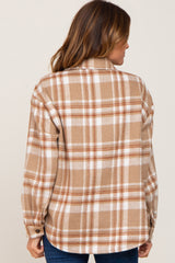 Light Mocha Plaid Front Pocket Shacket