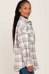 Ivory Plaid Shirt Jacket