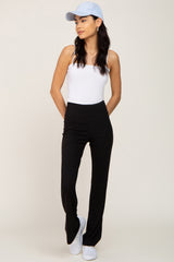 Black Ribbed Maternity Flare Pants