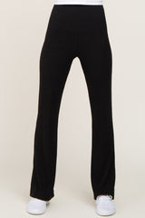 Black Ribbed Flare Pants