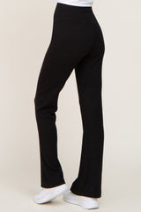 Black Ribbed Flare Pants