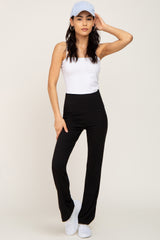 Black Ribbed Flare Pants