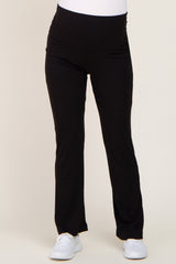 Black Ribbed Maternity Flare Pants