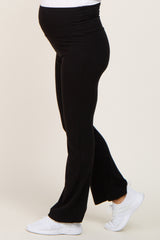 Black Ribbed Maternity Flare Pants