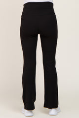 Black Ribbed Maternity Flare Pants