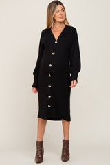 Black Long Button Down Maternity Cardigan/Dress