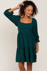 Forest Green Swiss Dot 3/4 Sleeve Maternity Dress