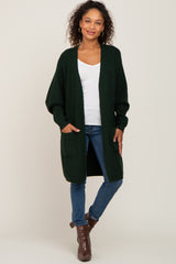 Forest Green Pocketed Knit Maternity Cardigan