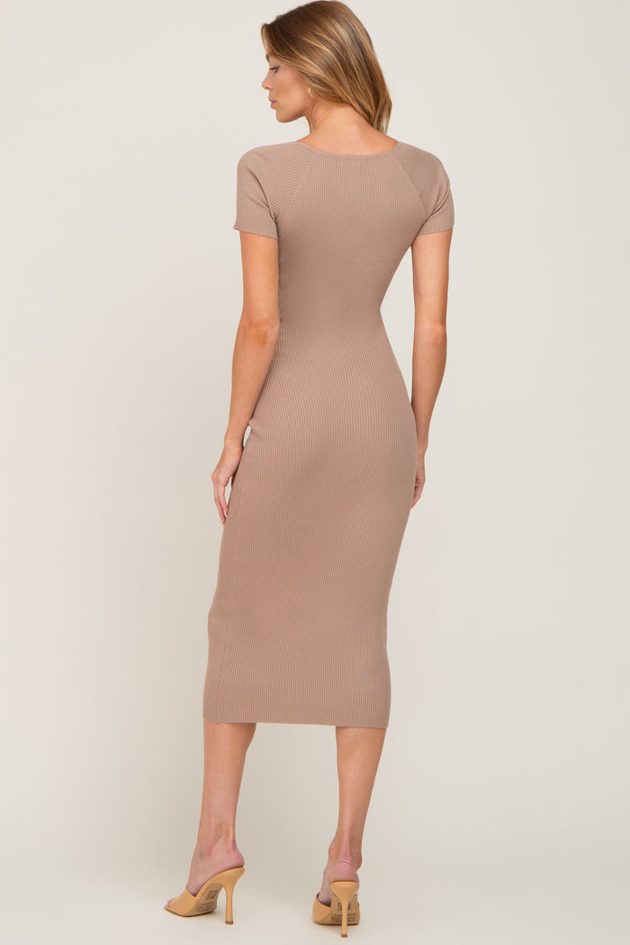 Mocha Ribbed Midi Dress