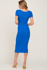 Royal Blue Ribbed Midi Dress