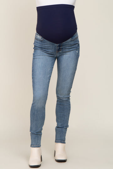 Blue Vintage Wash Maternity Skinny Jeans