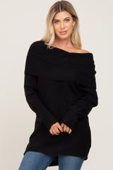 Black Off Shoulder Dolman Sleeve Knit Maternity Top