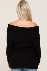 Black Off Shoulder Dolman Sleeve Knit Maternity Top