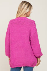 Fuchsia Oversized Bubble Sleeve Cardigan