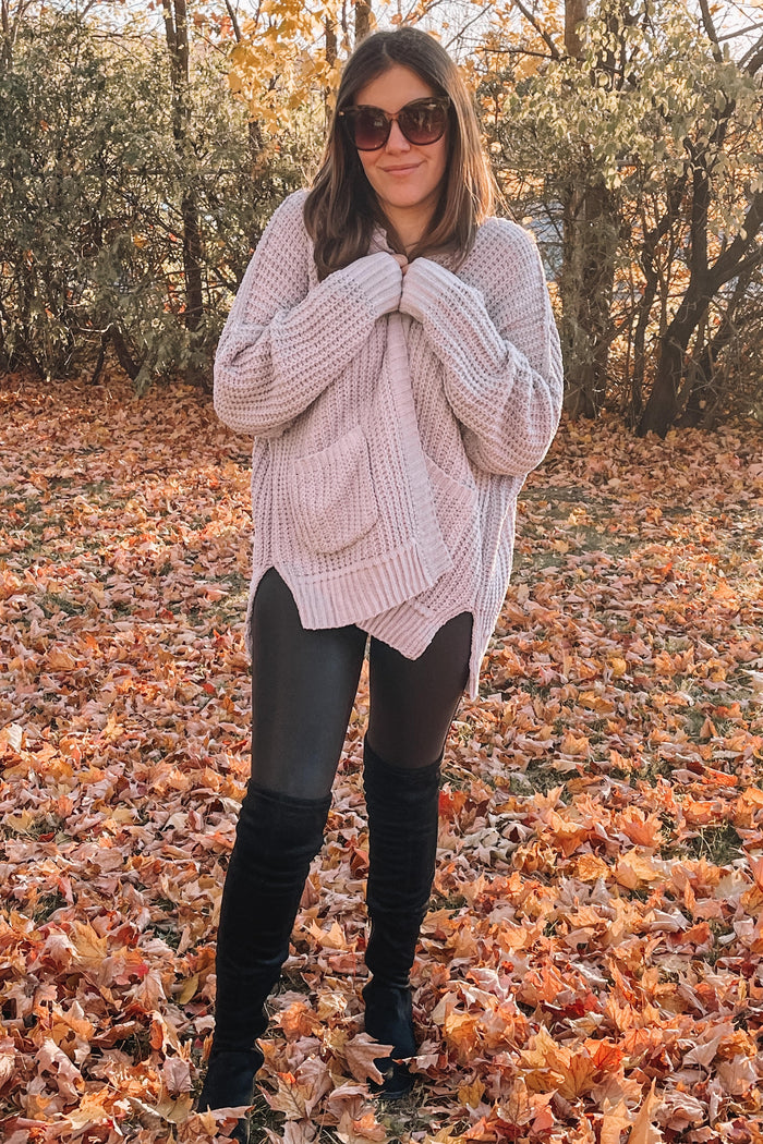 Light Blue Chunky Knit Oversized Cardigan