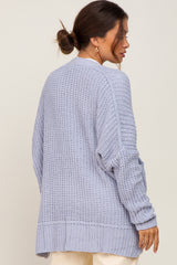 Light Blue Chunky Knit Oversized Maternity Cardigan