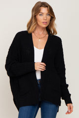 Black Chunky Knit Oversized Maternity Cardigan