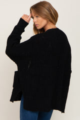 Black Chunky Knit Oversized Cardigan