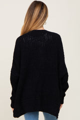 Black Chunky Knit Oversized Maternity Cardigan