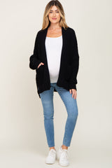 Black Chunky Knit Oversized Maternity Cardigan