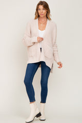 Beige Chunky Knit Oversized Cardigan