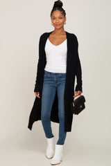 Black Open Front Long Maternity Cardigan