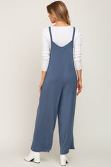 Navy Sleeveless Pocketed Wide Leg Jumpsuit