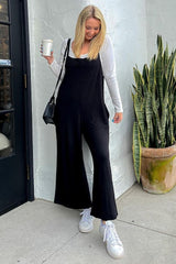 Black Sleeveless Pocketed Wide Leg Maternity Jumpsuit